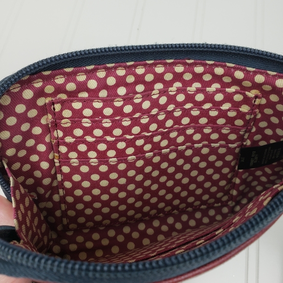 Fossil leather navy flower 2000's era clutch wristlet - Picture 6 of 11